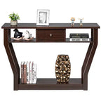 Costway Table d'appoint canapé moderne avec tiroir Entrée Couloir Hall Gris Marron