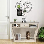 Costway Table d'appoint canapé moderne avec tiroir Entrée Couloir Hall Gris Marron