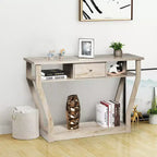 Costway Table d'appoint canapé moderne avec tiroir Entrée Couloir Hall Gris Marron