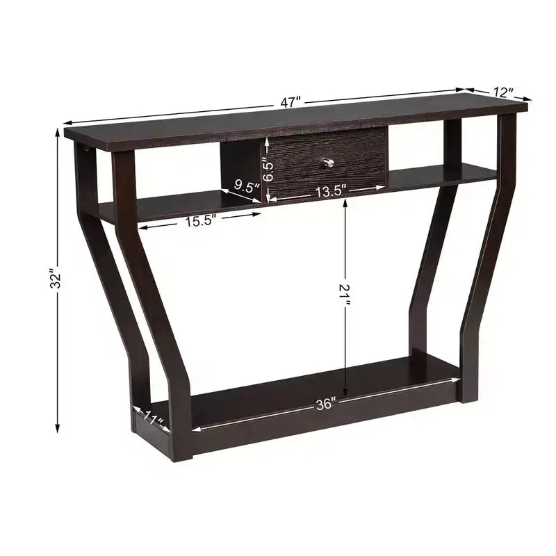 Costway Table d'appoint canapé moderne avec tiroir Entrée Couloir Hall Gris Marron