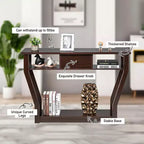 Costway Table d'appoint canapé moderne avec tiroir Entrée Couloir Hall Gris Marron