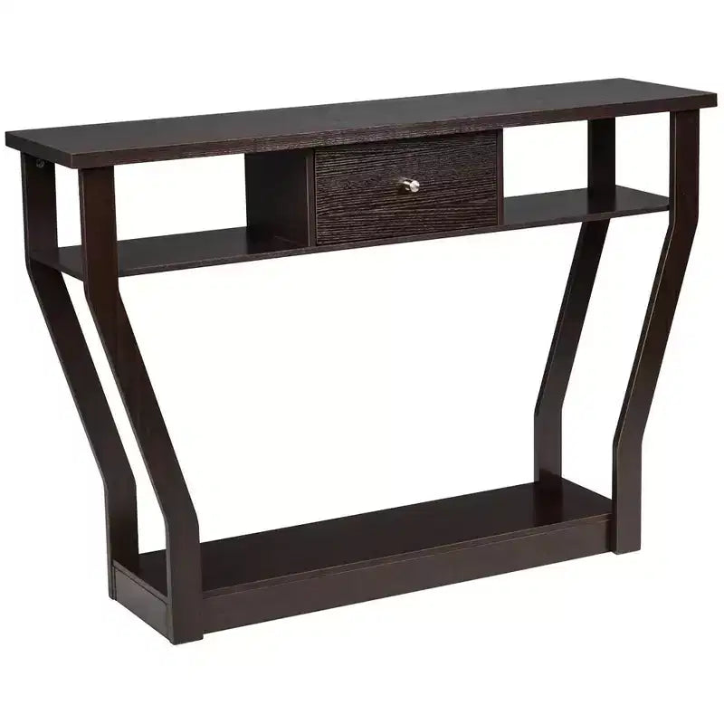 Costway Modern Sofa Accent Table with Drawer Entryway Hallway Hall Gray Brown