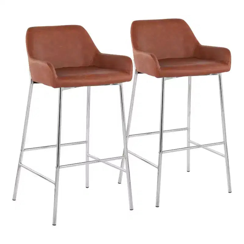 Lot de 2 tabourets de bar Daniella en métal et similicuir – LumiSource