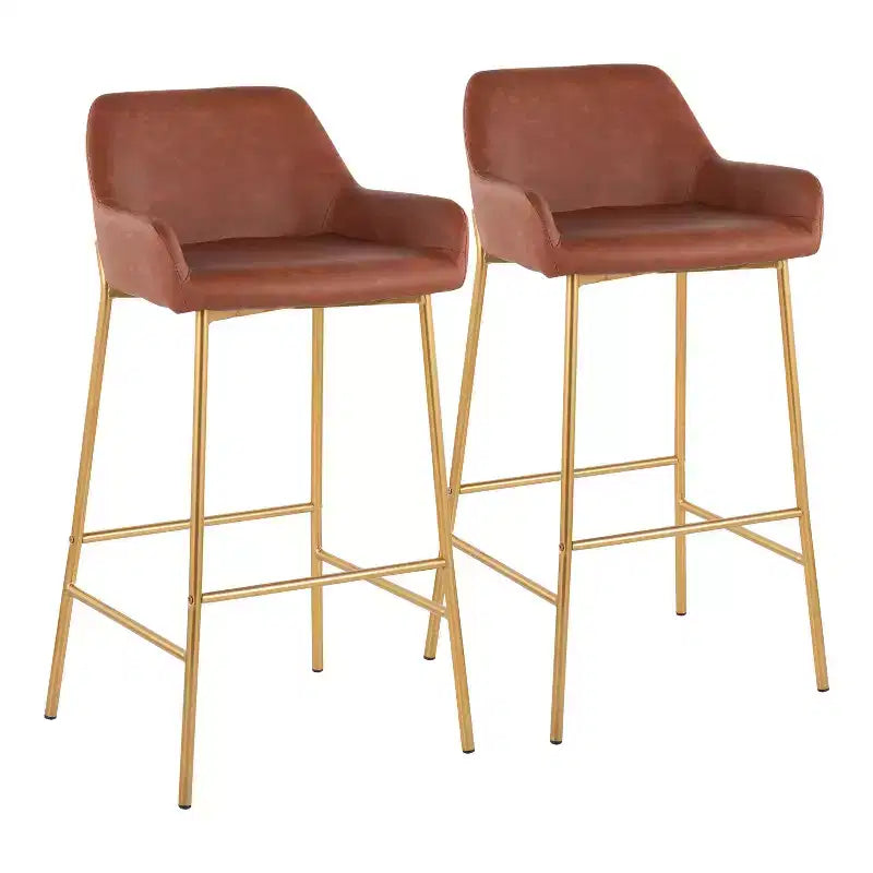 Lot de 2 tabourets de bar Daniella en métal et similicuir – LumiSource