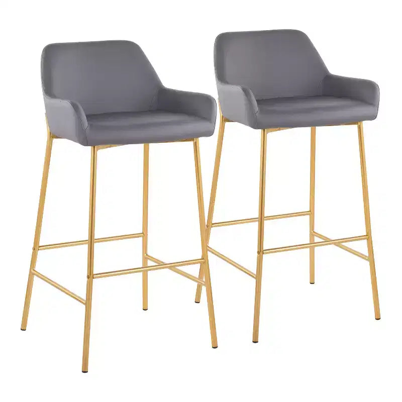 Lot de 2 tabourets de bar Daniella en métal et similicuir – LumiSource