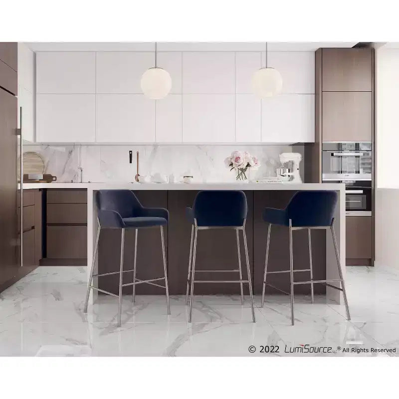 Lot de 2 tabourets de bar Daniella en métal/velours - LumiSource