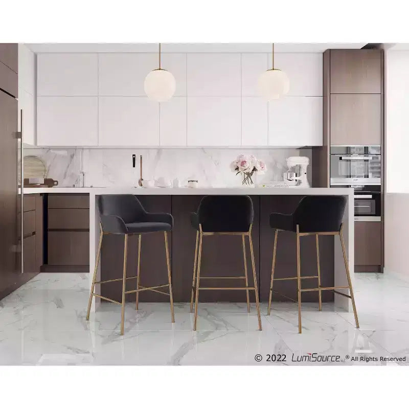 Lot de 2 tabourets de bar Daniella en métal/velours - LumiSource
