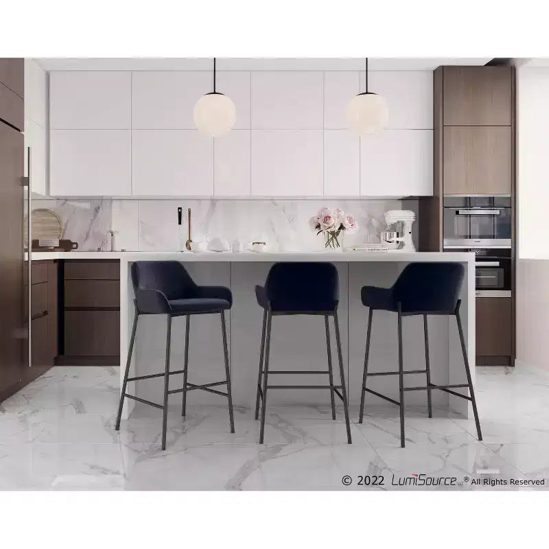 Lot de 2 tabourets de bar Daniella en métal/velours - LumiSource