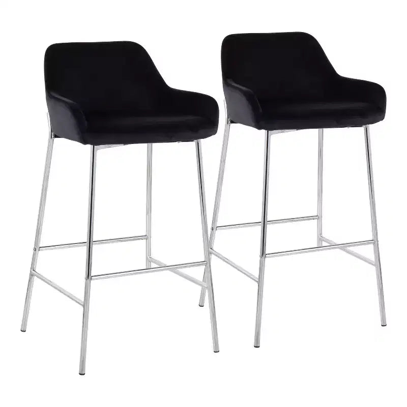 Lot de 2 tabourets de bar Daniella en métal/velours - LumiSource
