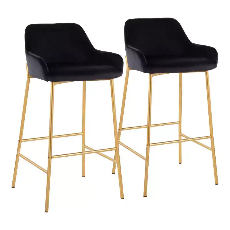 Lot de 2 tabourets de bar Daniella en métal/velours - LumiSource