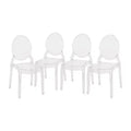 Flash Furniture Set of 4 Transparent Crystal Extra Wide Resin 400 LB. Weight Capacity Banquet & Event Ghost Chairs-Indoor/Outdoor Use