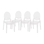Flash Furniture Set of 4 Transparent Crystal Extra Wide Resin 400 LB. Weight Capacity Banquet & Event Ghost Chairs-Indoor/Outdoor Use