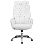 Chaise de bureau pivotante à dossier haut capitonné en similicuir Merrick Lane avec accoudoirs passepoilés