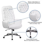 Chaise de bureau pivotante à dossier haut capitonné en similicuir Merrick Lane avec accoudoirs passepoilés