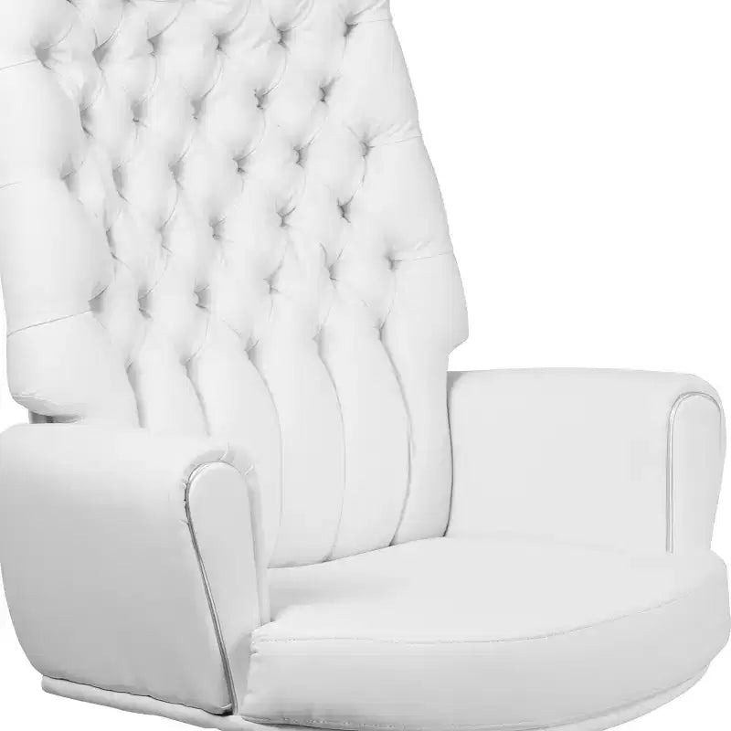 Chaise de bureau pivotante à dossier haut capitonné en similicuir Merrick Lane avec accoudoirs passepoilés