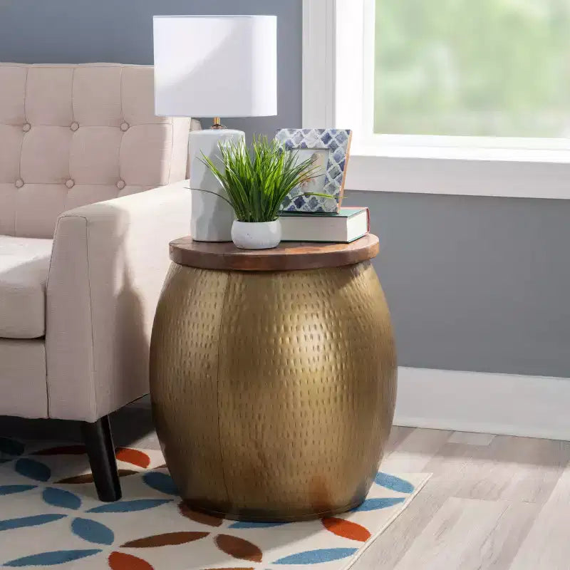 Table d'appoint Beaton Drum avec rangement - Powell Company