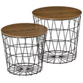 HOMCOM End Tables Set of 2, Nesting Tables with Storage, Round Accent Side Tables with Removable Top for Living Room, Bedroom
