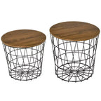 HOMCOM Ensemble de 2 Tables d'Appoint, Tables Gigognes avec Rangement, Tables d'Appoint Rondes avec Plateau Amovible pour Salon, Chambre