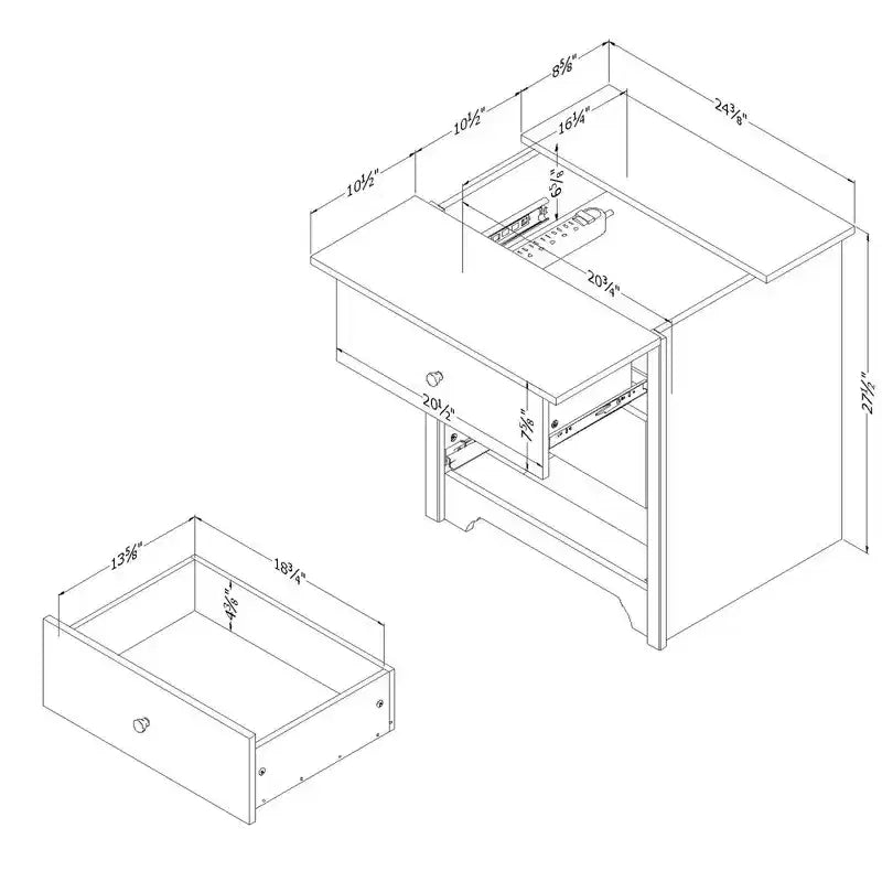 Table de chevet Vito avec station de recharge – South Shore