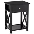 HOMCOM 22 Traditional Wood Accent End Table With Storage Drawer for Living Room or Bedroom