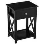 HOMCOM Table d'appoint traditionnelle en bois de 55,8 cm avec tiroir de rangement pour salon ou chambre à coucher