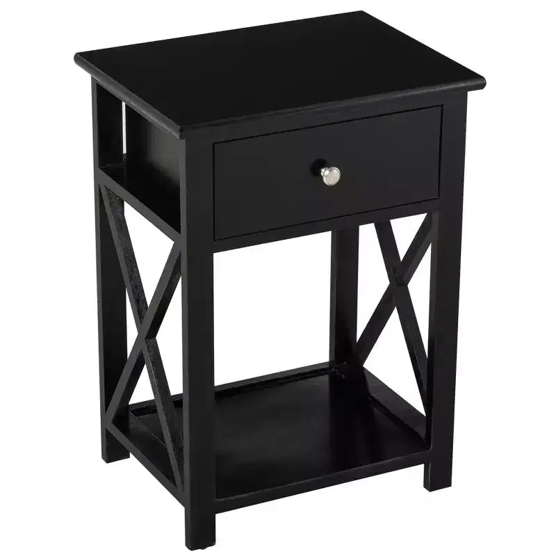 HOMCOM Table d'appoint traditionnelle en bois de 55,8 cm avec tiroir de rangement pour salon ou chambre à coucher