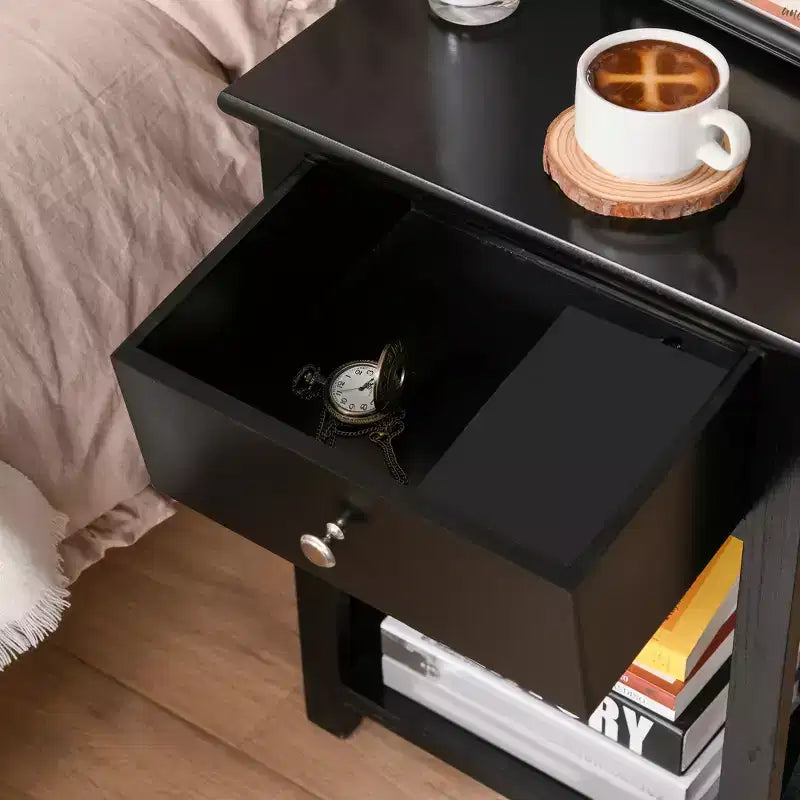 HOMCOM Table d'appoint traditionnelle en bois de 55,8 cm avec tiroir de rangement pour salon ou chambre à coucher