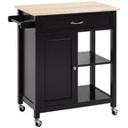 HOMCOM Rolling Kitchen Cart with Wood Top, Kitchen Island with Storage Drawer on Wheels for Dining Room