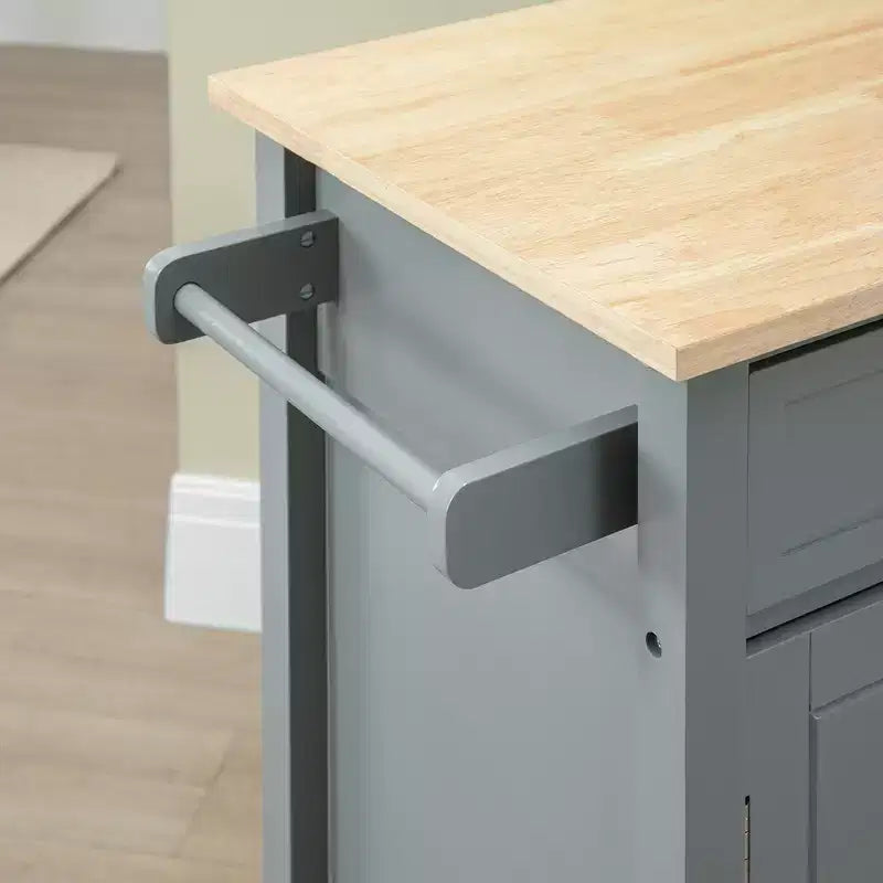HOMCOM Desserte de cuisine roulante avec plateau en bois, îlot de cuisine avec tiroir de rangement sur roulettes pour salle à manger