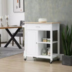 HOMCOM Desserte de cuisine roulante avec plateau en bois, îlot de cuisine avec tiroir de rangement sur roulettes pour salle à manger