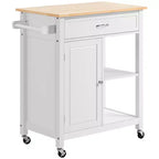 HOMCOM Desserte de cuisine roulante avec plateau en bois, îlot de cuisine avec tiroir de rangement sur roulettes pour salle à manger