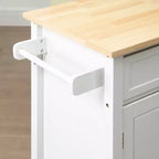 HOMCOM Desserte de cuisine roulante avec plateau en bois, îlot de cuisine avec tiroir de rangement sur roulettes pour salle à manger