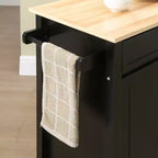 HOMCOM Desserte de cuisine roulante avec plateau en bois, îlot de cuisine avec tiroir de rangement sur roulettes pour salle à manger