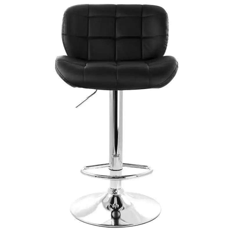 Tabouret de bar ajustable Elama 2 pièces en similicuir touffeté noir avec base chromée
