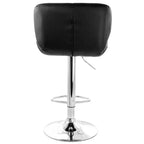 Tabouret de bar ajustable Elama 2 pièces en similicuir touffeté noir avec base chromée