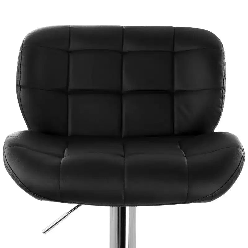 Tabouret de bar ajustable Elama 2 pièces en similicuir touffeté noir avec base chromée
