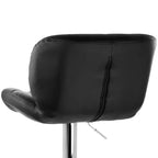 Tabouret de bar ajustable Elama 2 pièces en similicuir touffeté noir avec base chromée