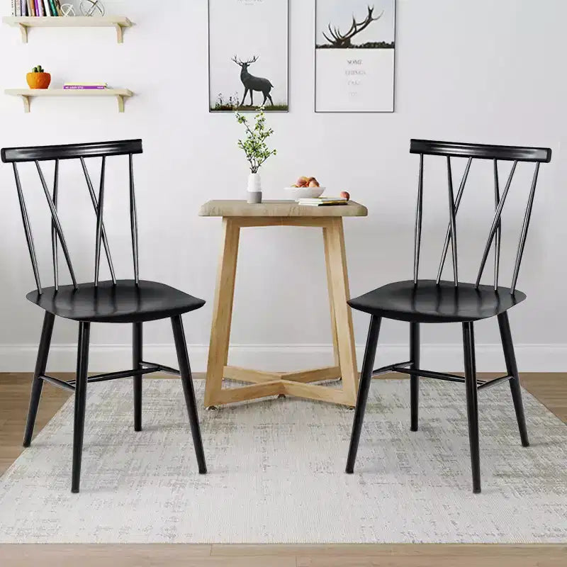 Costway Lot de 2 chaises de salle à manger sans accoudoirs, dossier croisé, pour cuisine, bistro, café