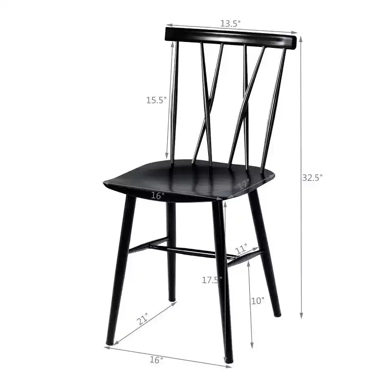 Costway Lot de 2 chaises de salle à manger sans accoudoirs, dossier croisé, pour cuisine, bistro, café