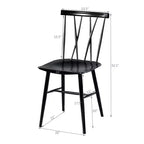 Costway Lot de 2 chaises de salle à manger sans accoudoirs, dossier croisé, pour cuisine, bistro, café