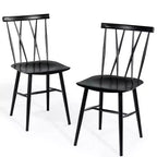 Costway Lot de 2 chaises de salle à manger sans accoudoirs, dossier croisé, pour cuisine, bistro, café