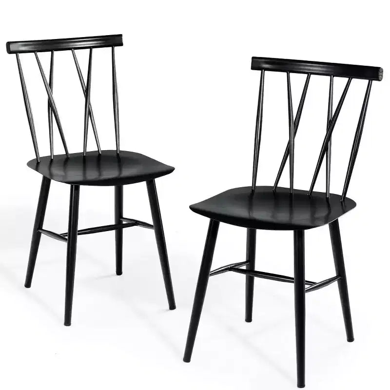 Costway Lot de 2 chaises de salle à manger sans accoudoirs, dossier croisé, pour cuisine, bistro, café