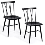 Costway Lot de 2 chaises de salle à manger sans accoudoirs, dossier croisé, pour cuisine, bistro, café
