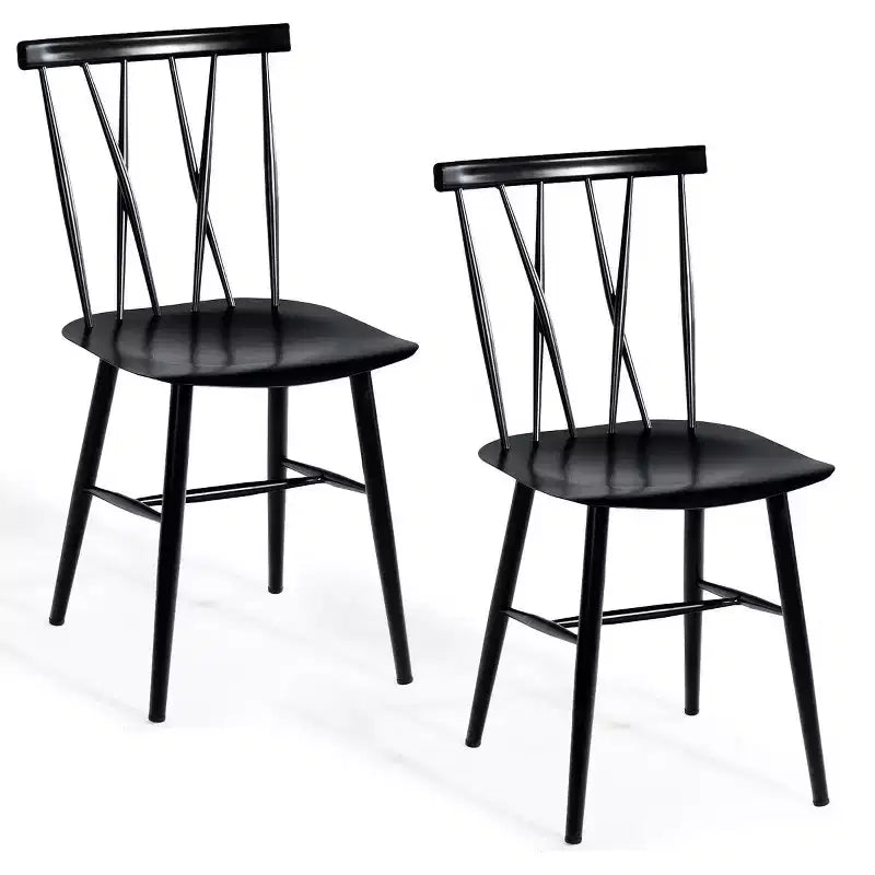 Costway Lot de 2 chaises de salle à manger sans accoudoirs, dossier croisé, pour cuisine, bistro, café