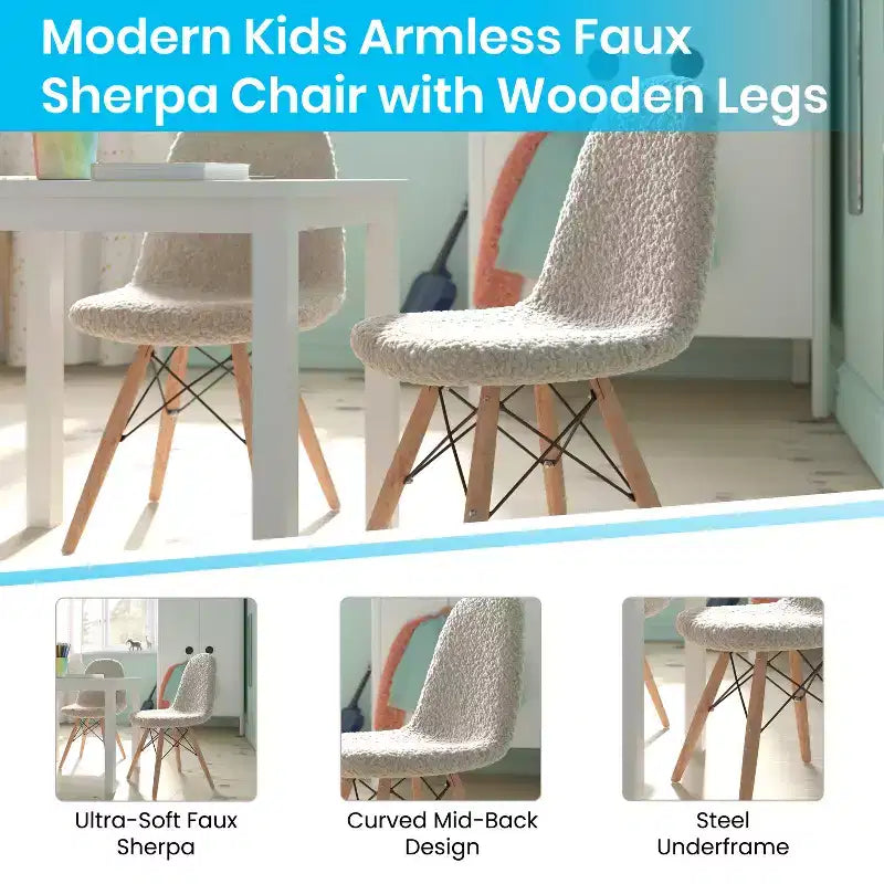 Chaise d'appoint moderne pour enfants Lyon en similicuir et fausse fourrure Merrick Lane, pour chambre, entrée et salon