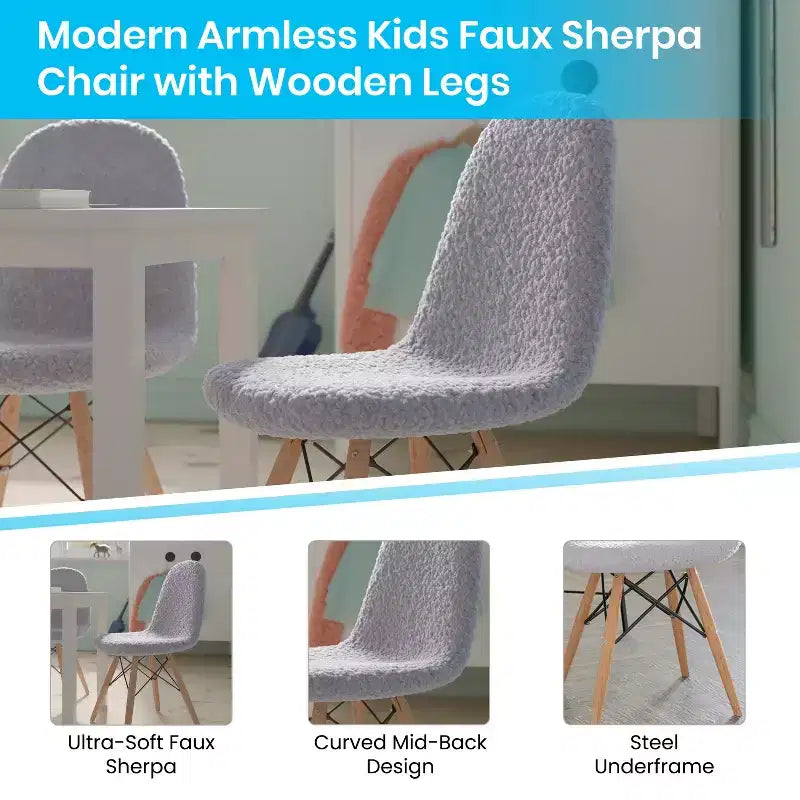 Chaise d'appoint moderne pour enfants Lyon en similicuir et fausse fourrure Merrick Lane, pour chambre, entrée et salon