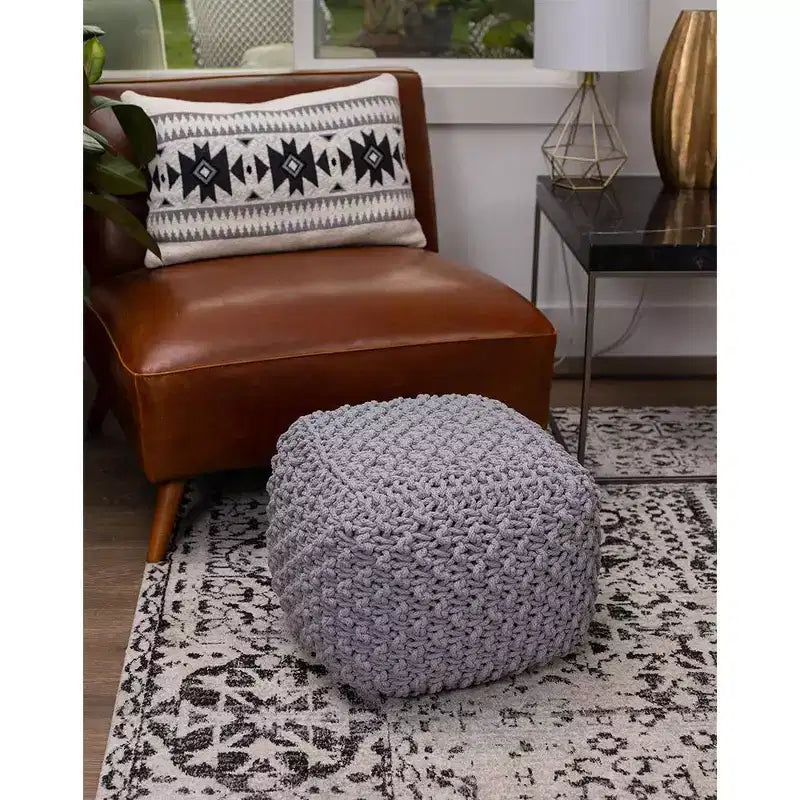 Pouf carré BirdRock Home - Repose-pieds pour salon et chambre à coucher - Gris
