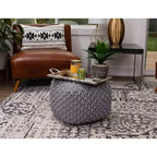 Pouf carré BirdRock Home - Repose-pieds pour salon et chambre à coucher - Gris