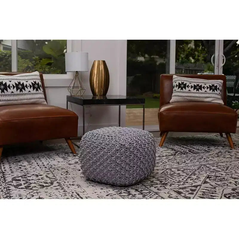 Pouf carré BirdRock Home - Repose-pieds pour salon et chambre à coucher - Gris