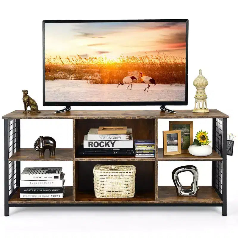 Meuble TV 3 niveaux Costway pour téléviseurs jusqu'à 65'' avec centre multimédia et panier de rangement